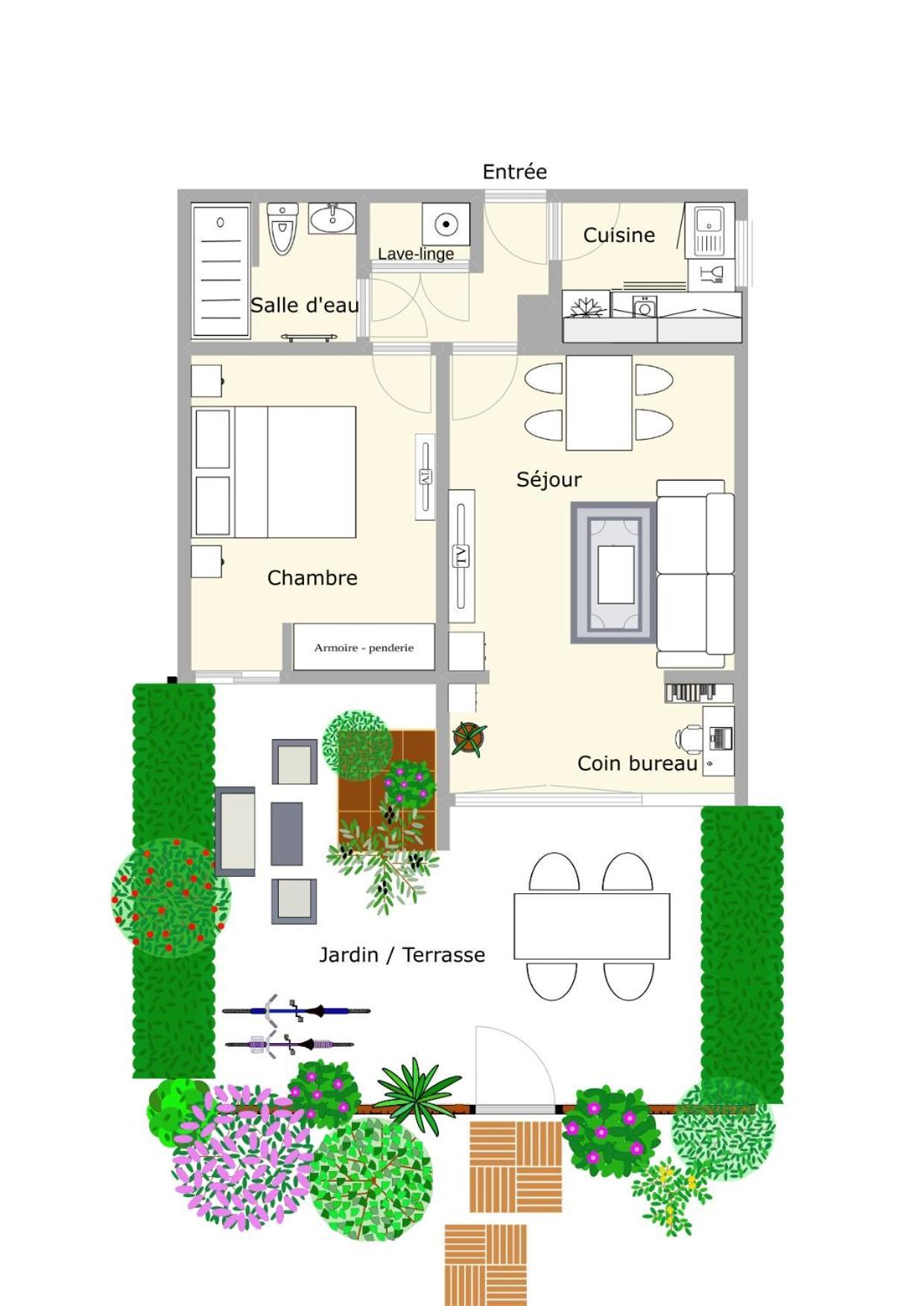 Le Flamant - P2 De 40m2 Grande Terrasse-parking-wifi